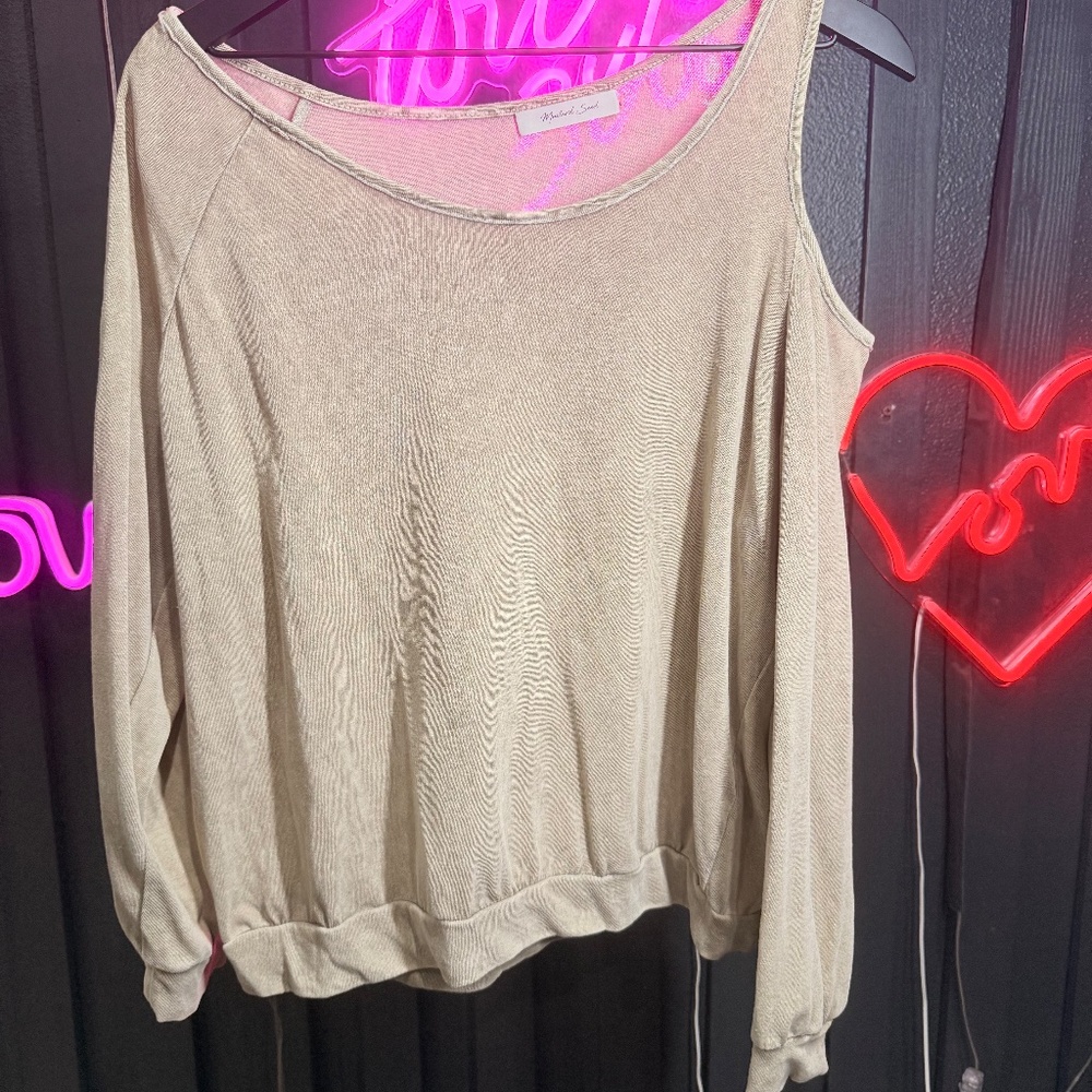 Mustard seed off the shoulder sweatshirt - Picture 3 of 13